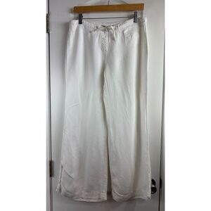Express Women's White Linen Blend Wide Leg Pants Size 9 / 10